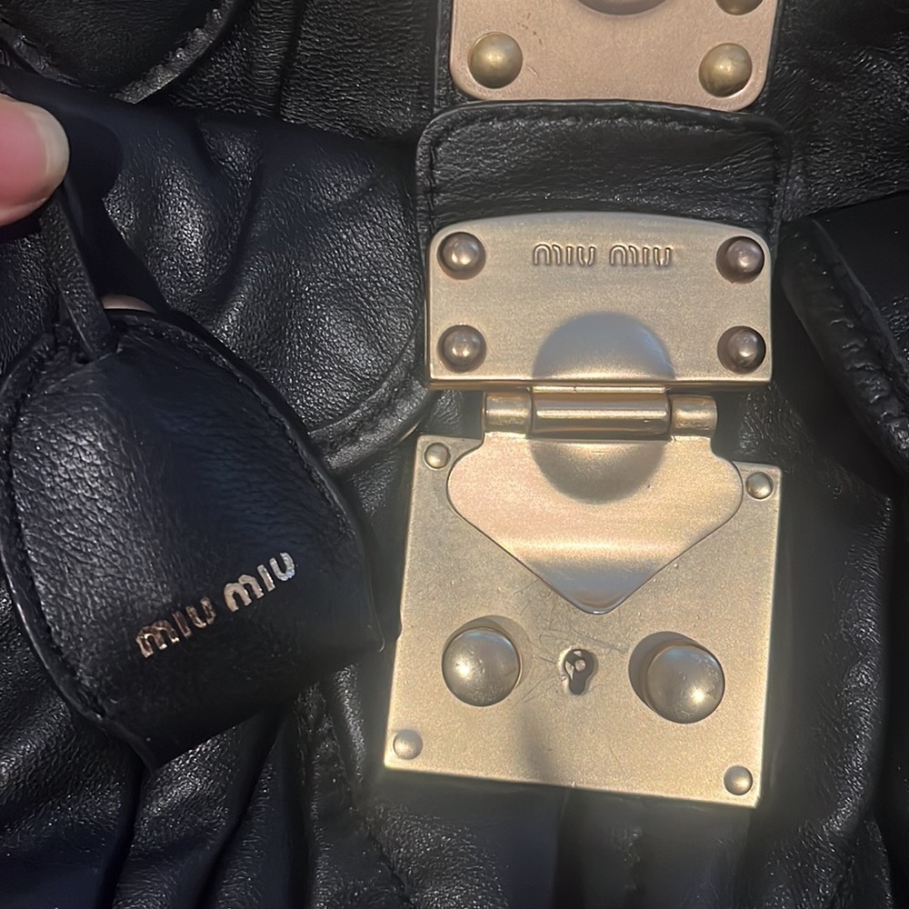 Authentic Miu Miu Black Matelass Leather Coffer B… - image 6